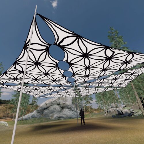 FL-TR01 - 6 Triangles Canopy Set - UV-Reactive Flurescent Ceiling Decoration - 3D-Preview