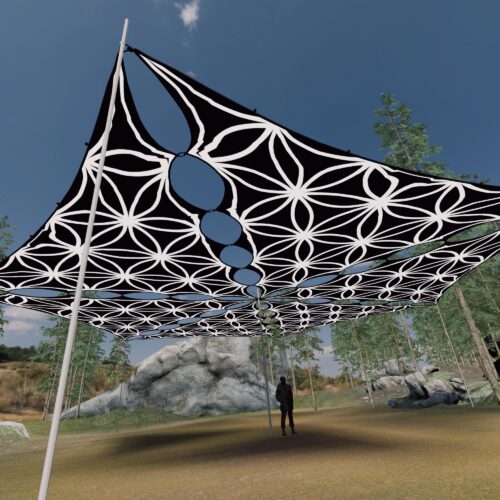 FL-TR02 - 6 Triangles Canopy Set - UV-Reactive Flurescent Ceiling Decoration - 3D-Preview