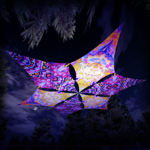 GN-DM03 and GN-DM01 - 6 Diamonds Canopy Set - UV-Reactive Flurescent Ceiling Decoration - 3D-Preview