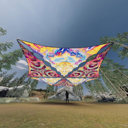 GN-TR01 and GN-TR02 - 6 Triangles Canopy Set - UV-Reactive Flurescent Ceiling Decoration - 3D-Preview