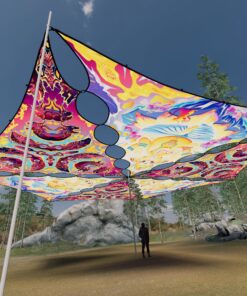 GN-TR01 and GN-TR02 - 6 Triangles Canopy Set - UV-Reactive Flurescent Ceiling Decoration - 3D-Preview