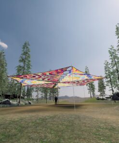 GN-TR01 and GN-TR02 - 6 Triangles Canopy Set - UV-Reactive Flurescent Ceiling Decoration - 3D-Preview