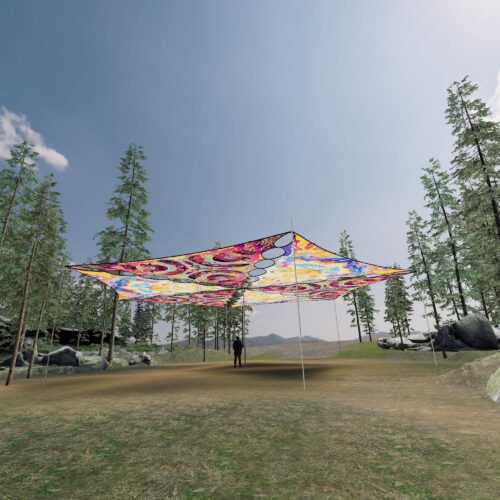 GN-TR01 and GN-TR02 - 6 Triangles Canopy Set - UV-Reactive Flurescent Ceiling Decoration - 3D-Preview