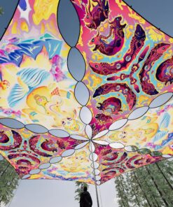 GN-TR01 and GN-TR02 - 6 Triangles Canopy Set - UV-Reactive Flurescent Ceiling Decoration - 3D-Preview