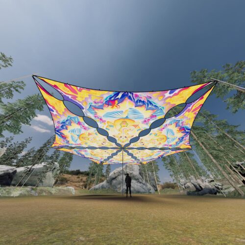 GN-TR01 - 6 Triangles Canopy Set - UV-Reactive Flurescent Ceiling Decoration - 3D-Preview