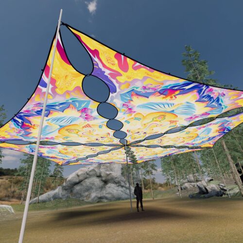 GN-TR01 - 6 Triangles Canopy Set - UV-Reactive Flurescent Ceiling Decoration - 3D-Preview