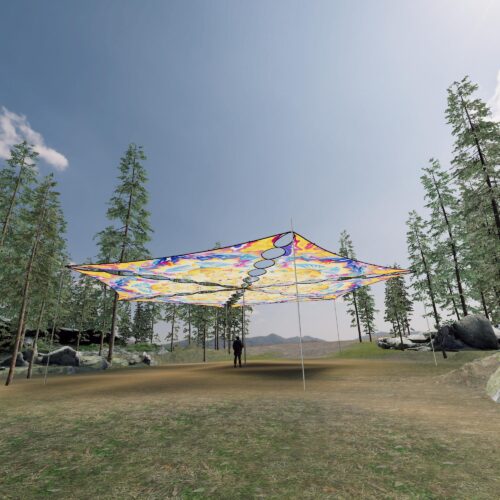 GN-TR01 - 6 Triangles Canopy Set - UV-Reactive Flurescent Ceiling Decoration - 3D-Preview