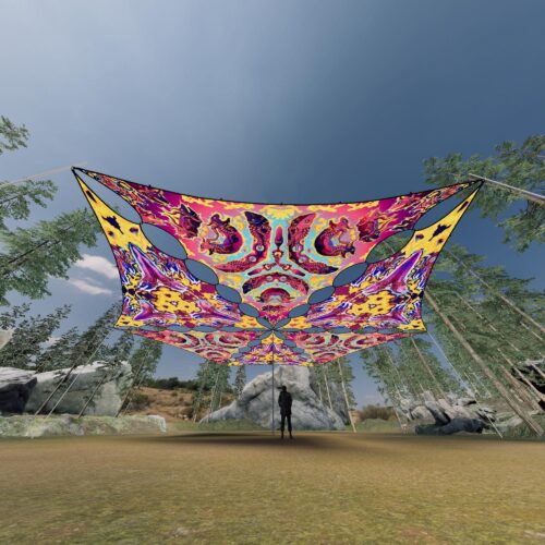 GN-TR02 and GN-TR03 - 6 Triangles Canopy Set - UV-Reactive Flurescent Ceiling Decoration - 3D-Preview