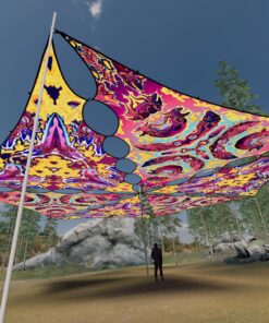 GN-TR02 and GN-TR03 - 6 Triangles Canopy Set - UV-Reactive Flurescent Ceiling Decoration - 3D-Preview