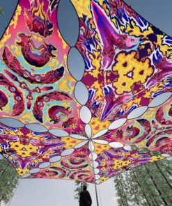 GN-TR02 and GN-TR03 - 6 Triangles Canopy Set - UV-Reactive Flurescent Ceiling Decoration - 3D-Preview