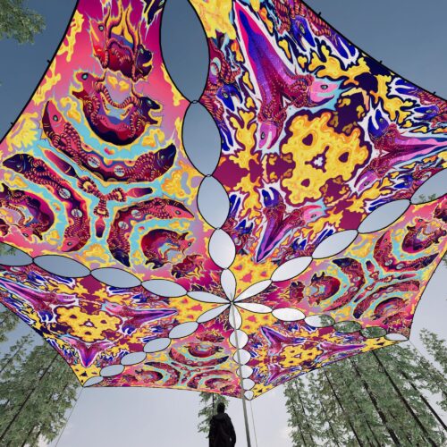 GN-TR02 and GN-TR03 - 6 Triangles Canopy Set - UV-Reactive Flurescent Ceiling Decoration - 3D-Preview