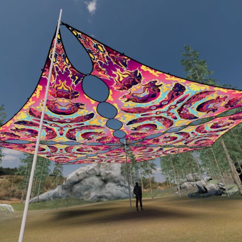 GN-TR02 - 6 Triangles Canopy Set - UV-Reactive Flurescent Ceiling Decoration - 3D-Preview