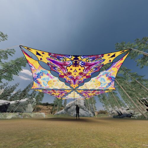 GN-TR03 and GN-TR01 - 6 Triangles Canopy Set - UV-Reactive Flurescent Ceiling Decoration - 3D-Preview