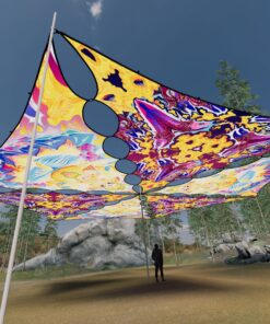 GN-TR03 and GN-TR01 - 6 Triangles Canopy Set - UV-Reactive Flurescent Ceiling Decoration - 3D-Preview