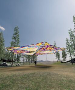 GN-TR03 and GN-TR01 - 6 Triangles Canopy Set - UV-Reactive Flurescent Ceiling Decoration - 3D-Preview