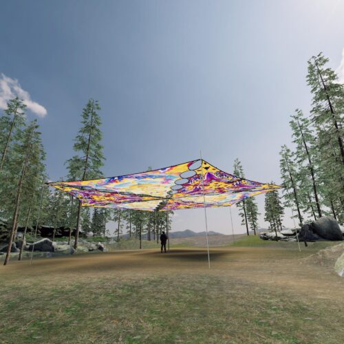 GN-TR03 and GN-TR01 - 6 Triangles Canopy Set - UV-Reactive Flurescent Ceiling Decoration - 3D-Preview