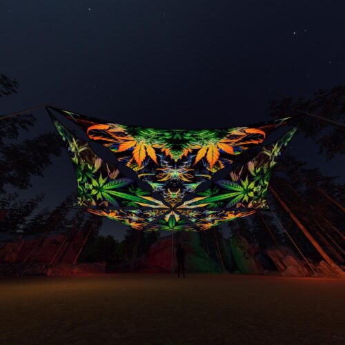 HH-TR01 and HH-TR02 - 6 Triangles Canopy Set - UV-Reactive Flurescent Ceiling Decoration - 3D-Preview