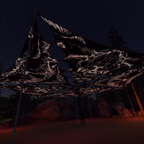 HL-TR01 and HL-TR02 - 6 Triangles Canopy Set - UV-Reactive Flurescent Ceiling Decoration - 3D-Preview