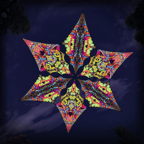 HN-DM01 and HN-DM02 - 6 Diamonds Canopy Set - UV-Reactive Flurescent Ceiling Decoration - 3D-Preview