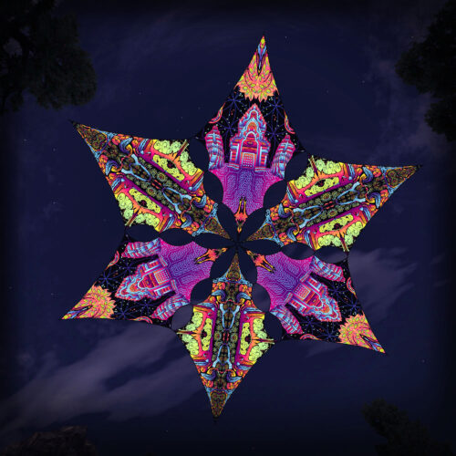 HN-DM03 and HN-DM01 - 6 Diamonds Canopy Set - UV-Reactive Flurescent Ceiling Decoration - 3D-Preview