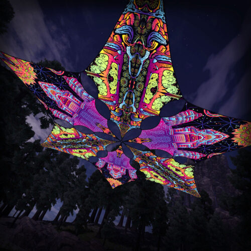 HN-DM03 and HN-DM01 - 6 Diamonds Canopy Set - UV-Reactive Flurescent Ceiling Decoration - 3D-Preview