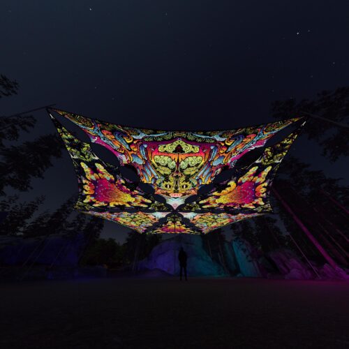 HN-TR01 and HN-TR02 - 6 Triangles Canopy Set - UV-Reactive Flurescent Ceiling Decoration - 3D-Preview