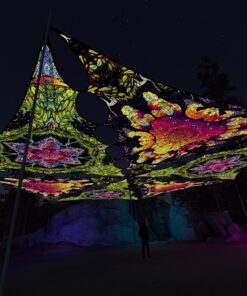 HN-TR02 and HN-TR03 - 6 Triangles Canopy Set - UV-Reactive Flurescent Ceiling Decoration - 3D-Preview