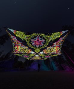 HN-TR03 and HN-TR01 - 6 Triangles Canopy Set - UV-Reactive Flurescent Ceiling Decoration - 3D-Preview