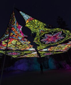 HN-TR03 and HN-TR01 - 6 Triangles Canopy Set - UV-Reactive Flurescent Ceiling Decoration - 3D-Preview