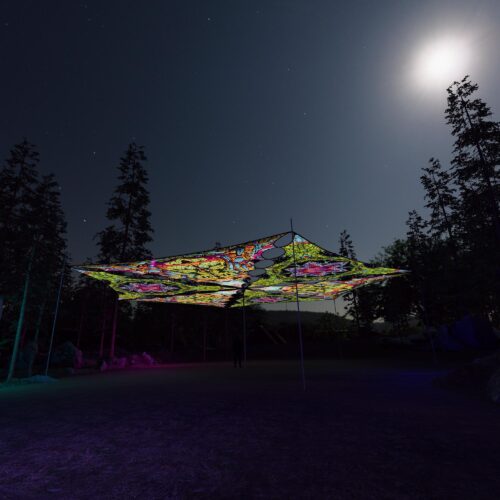 HN-TR03 and HN-TR01 - 6 Triangles Canopy Set - UV-Reactive Flurescent Ceiling Decoration - 3D-Preview