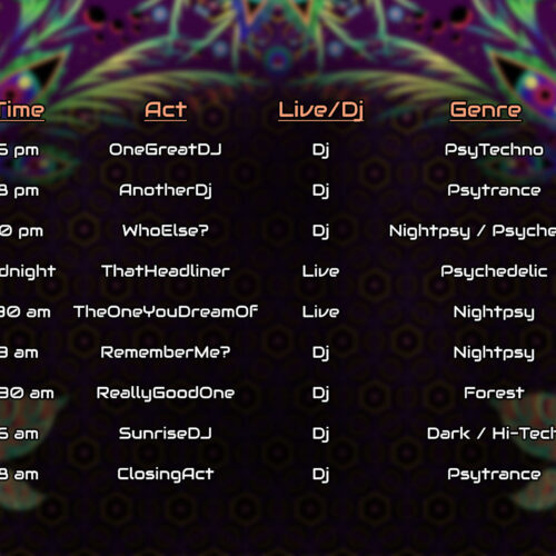 Jungle Snakes - Free Party Promotion Materials - Event Time-Table Schedule Template