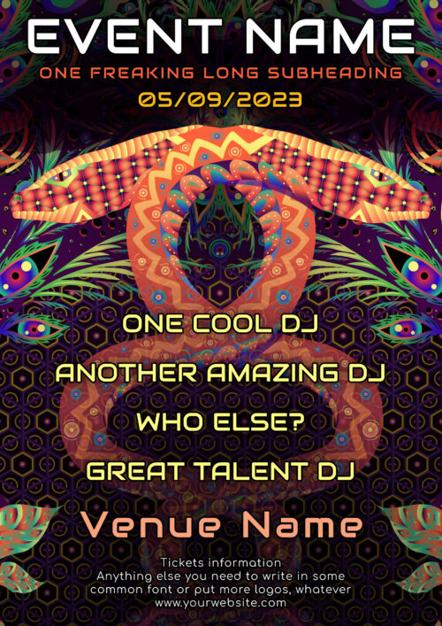Jungle Snakes - Free Party Promotion Materials - A5 Flyer template