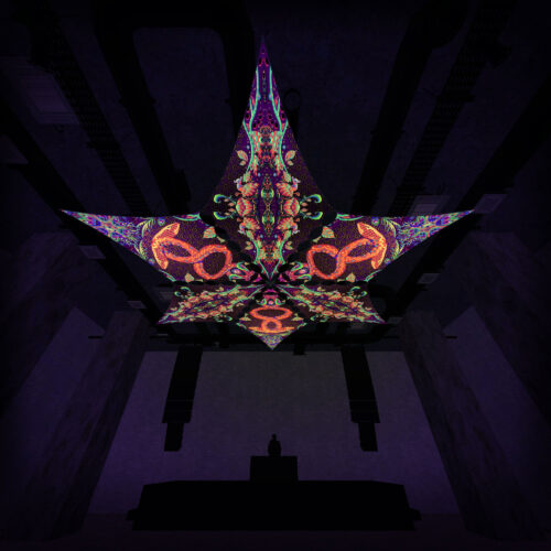 JS-DM01 and JS-DM02 - 6 Diamonds Canopy Set - UV-Reactive Flurescent Ceiling Decoration - 3D-Preview