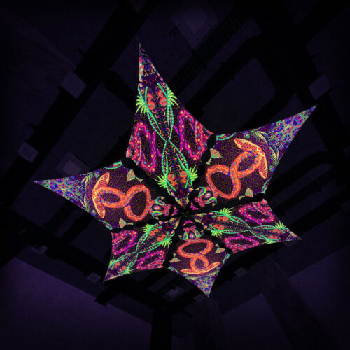 JS-DM03 and JS-DM01 - 6 Diamonds Canopy Set - UV-Reactive Flurescent Ceiling Decoration - 3D-Preview