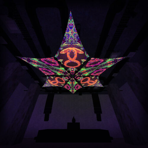 JS-DM03 and JS-DM01 - 6 Diamonds Canopy Set - UV-Reactive Flurescent Ceiling Decoration - 3D-Preview