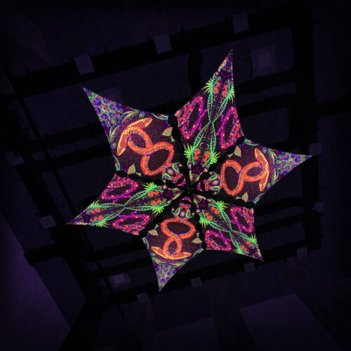 JS-DM03 and JS-DM01 - 6 Diamonds Canopy Set - UV-Reactive Flurescent Ceiling Decoration - 3D-Preview