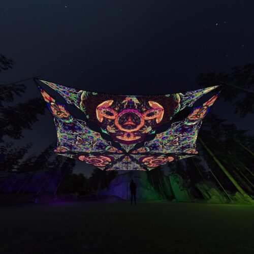 JS-TR01 and JS-TR02 - 6 Triangles Canopy Set - UV-Reactive Flurescent Ceiling Decoration - 3D-Preview