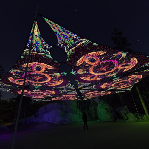 JS-TR01 - 6 Triangles Canopy Set - UV-Reactive Flurescent Ceiling Decoration - 3D-Preview