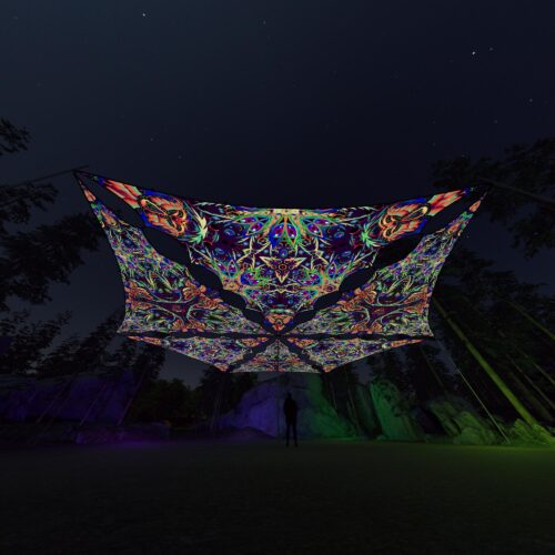 JS-TR02 and JS-TR03 - 6 Triangles Canopy Set - UV-Reactive Flurescent Ceiling Decoration - 3D-Preview