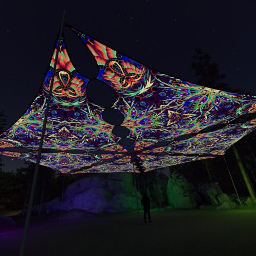 JS-TR02 - 6 Triangles Canopy Set - UV-Reactive Flurescent Ceiling Decoration - 3D-Preview