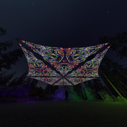 JS-TR03 - 6 Triangles Canopy Set - UV-Reactive Flurescent Ceiling Decoration - 3D-Preview
