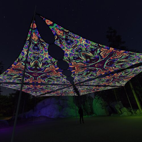 JS-TR03 - 6 Triangles Canopy Set - UV-Reactive Flurescent Ceiling Decoration - 3D-Preview
