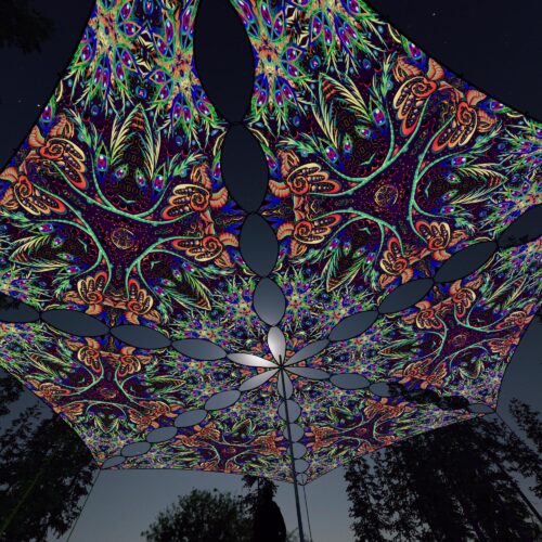 JS-TR03 - 6 Triangles Canopy Set - UV-Reactive Flurescent Ceiling Decoration - 3D-Preview