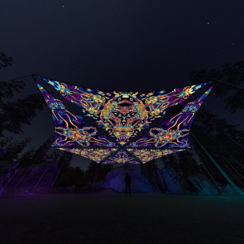 KL-TR01 and KL-TR02 - 6 Triangles Canopy Set - UV-Reactive Flurescent Ceiling Decoration - 3D-Preview