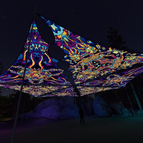KL-TR01 and KL-TR02 - 6 Triangles Canopy Set - UV-Reactive Flurescent Ceiling Decoration - 3D-Preview