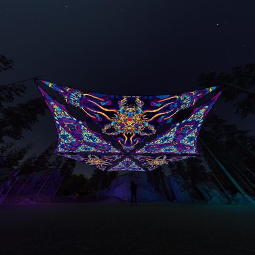 KL-TR02 and KL-TR03 - 6 Triangles Canopy Set - UV-Reactive Flurescent Ceiling Decoration - 3D-Preview