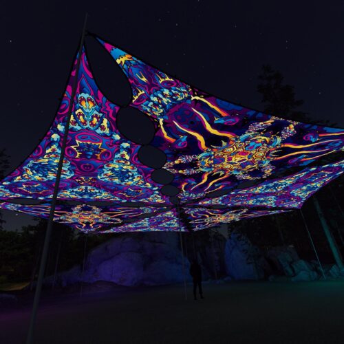 KL-TR02 and KL-TR03 - 6 Triangles Canopy Set - UV-Reactive Flurescent Ceiling Decoration - 3D-Preview