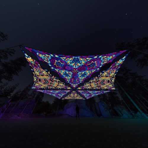 KL-TR03 and KL-TR01 - 6 Triangles Canopy Set - UV-Reactive Flurescent Ceiling Decoration - 3D-Preview