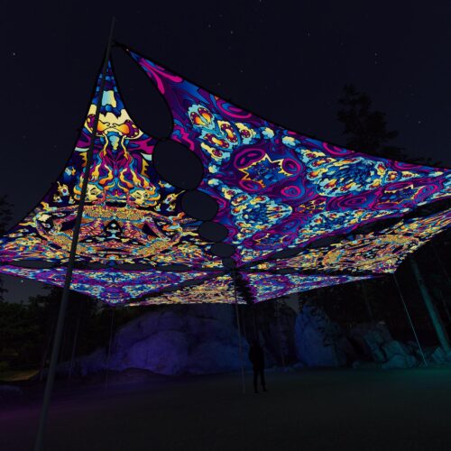 KL-TR03 and KL-TR01 - 6 Triangles Canopy Set - UV-Reactive Flurescent Ceiling Decoration - 3D-Preview