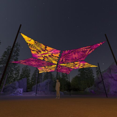 LB-DM03 and LB-DM01 - 6 Diamonds Canopy Set - UV-Reactive Flurescent Ceiling Decoration - 3D-Preview